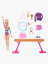 Barbie Gymnastikk lekesett med blond dukke, klær og gymnastikktilbehør