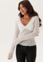 Bubbleroom V-Neck Lace Top White XL x 54