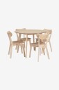 Ellos Home   Spisegruppe Ridney med 1 bord + 4 stoler   Natur
