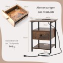 Nattbord med ladestasjon og skuff – sett med 2 40x40x55 cm