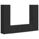  TV benksett 6 pcs Svart Konstruert tre