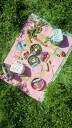 Rice Cotton Quilt Bedspread in Soft Pink with Green Embroidery