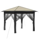 vidaXL Gazebo med 4 sidevegger 2,6 x 2,6 m Krem og Antrasitt