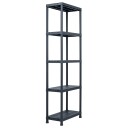 vidaXL Oppbevaringshylle 5 stk svart 125 kg 60x30x180 cm plast