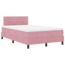  Box Spring Seng med Madrass og LED Rosa 120x200 cm Fløyel