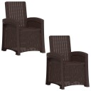 vidaXL Lenestol for hage med rattan look 2 stk. Brun PP