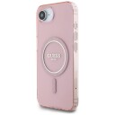GUESS IML Glitter Circle MagSafe case for iPhone 16e - pink