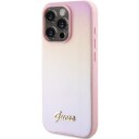 Guess Saffiano Iridescent Script Mobildeksel til iPhone 15 Pro Max - Rosa