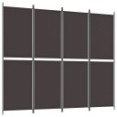 vidaXL Romdeler med 4 paneler brun 200x220 cm stoff