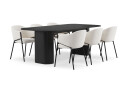 Bark Kopparbo Spisebord 200 cm med 6 Filip Spisestoler   Svart / Hvit Bouclé