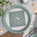 Kaffeservietter Hjerter Dusty Green   12 pakning