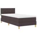  Box Spring Seng med Madrass & LED Mørk Brun 90x190 cm Stoff