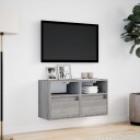  Vegghengte TV-benker med LED 2 stk grå sonoma 41x31x45 cm 852324