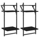  Vegghyller med 2 hyller stenger 2 stk svart 30x25x65 cm 8721012045873