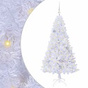  Kunstig juletre med 150 LED med stativ Hvit 150 cm PVC og stål