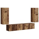  TV vegghyllesett Veggmontert 4 pcs Gammelt tre Konstruert tre