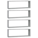 vidaXL Vegghyller kube 4 stk gr? sonoma 80x15x26,5 cm konstruert tre