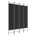 vidaXL Romdeler 4 paneler svart 160x200 cm stoff