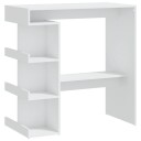 vidaXL Barbord med oppbevaringsstativ hvit 100x50x101,5 cm sponplate