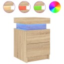  Nattbord med LED sonoma eik 35x39x55 cm 8721012253377