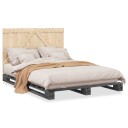  Sengeramme med hodegavl grå 140x200 cm heltre furu 3281564
