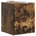  Vegghengt Nattbord med skuff 2 pcs Røkt Eik 34,5 x 33 x 40 cm