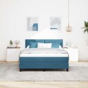  Box Spring Seng med madrass og LED Mørk Blå 140x190 cm Fløyel 3342654