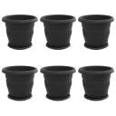 vidaXL Plantepotter 6 stk. Svart Ø 30 x 25 cm Plast