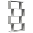 Romdeler bokhylle 4 lag betonggrå 70x24x129 cm konstruert tre