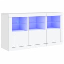 vidaXL Skjenk med LED-lys hvit 123x37x67 cm
