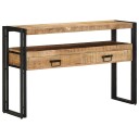  Endebord Svart 120x33x75 cm Solid Mangotre og Metall