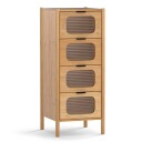 Bambus skjenk med 4 skuffer – Glassfront 40x40x97 cm
