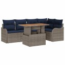 vidaXL Hagesofa Set 6 stk. 5-Antall seter Grå og marineblå polyrotting