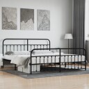vidaXL Sengeramme i metall med hode- og fotgavl svart 200x200 cm 8720845881467