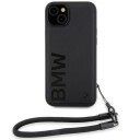 BMW Mobildeksel Signature Lærordmerke til iPhone 15 Plus / 14 Plus 6.7" Sort