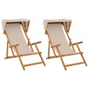 vidaXL Hage Stol 2 pcs 3 Posisjon Solid Eucalyptus Tre Beige