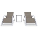 vidaXL Solsenger 2 stk med bord aluminium gråbrun