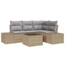 vidaXL Hagesofa Set med lagring Beige og lys grå polyrotting