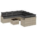 vidaXL Hagesofa Set 9 stk. 8 Antall seter Lysegrå polyrotting