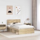  Sengestamme med hodegjerde Sonoma eik 135 x 190 cm Massiv furu