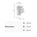 Beslagsboden Trippelkrok 1023 - Selvklebende Matt Krom