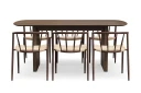 Richeto spisebord 180 cm med 6 Winston spisestoler - Røkt eik / Beige / Metallben røkt eik