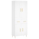 vidaXL Highboard hvit 69,5x34x180 cm konstruert tre 8720845492878