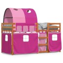  Køyeseng med gardiner rose 80x200 cm heltre furu 8721102690549