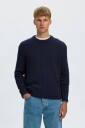 Selected Men - Genser Slmbraun Knit Cable Crew - Blå