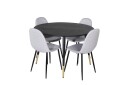 Venture Home Dipp Spisegruppe 115 cm Rund med 4 Polar Stoler Sort/Guld