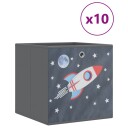  Oppbevaringsbokser 10 stk grå 32x32x32 cm ikke vevet stoff