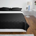 vidaXL Tosidig vattert sengeteppe svart/hvit 220 x 240 cm