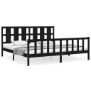 vidaXL Sengeramme med hodegavl svart 200x200 cm heltre