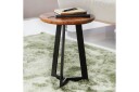 Sidebord Wohnling massivt tre svart metallramme rund 35 cm, industriell loftstil 45 cm - 45 cm